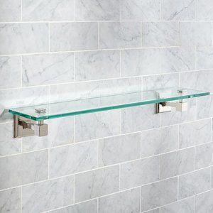 Pottery Barn Alcott Glass Shelf, Chrome, 24"